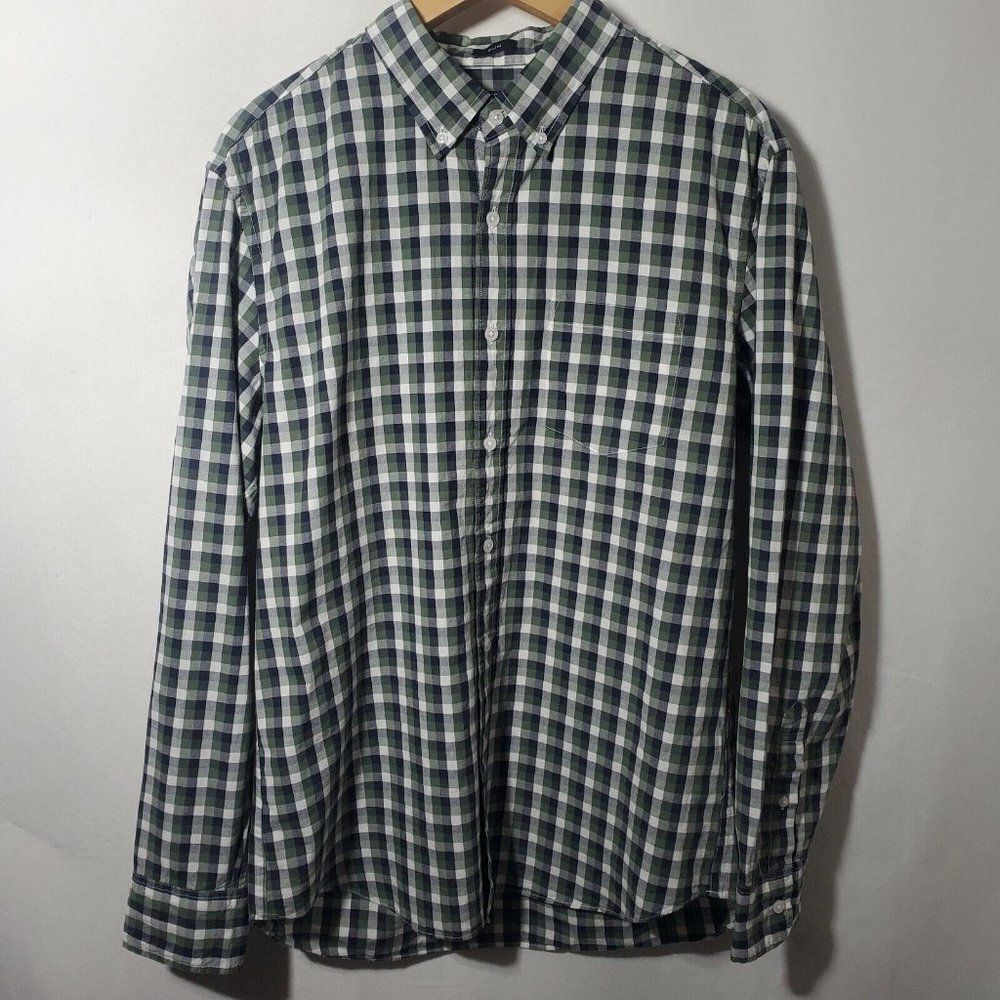 J Crew Re-Imagined Shirt Button Down Plaid Flex Washed Long Sleeve Slim Fit L